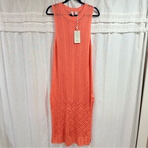 Joie NWT Peach Crochet Knit Coverup Maxi Dress